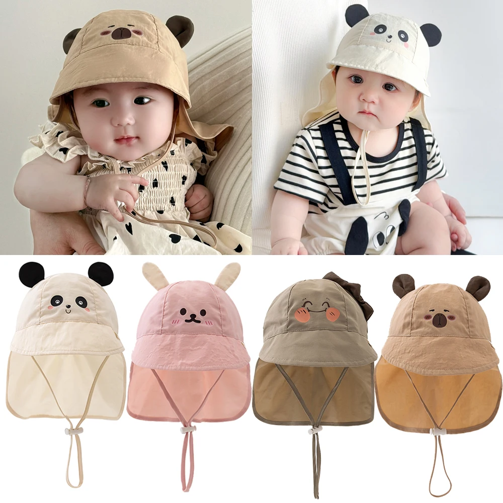 

Summer Baby Baseball Cap Quick-dry Shawl Kids Sun Hats Beach Travel Cartoon Toddler Panama Infant Hats for Girls Boys 3-12M