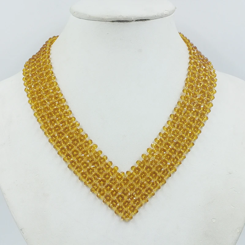 4MM crystal braided V necklace. Classic European women. party jewelry  18”