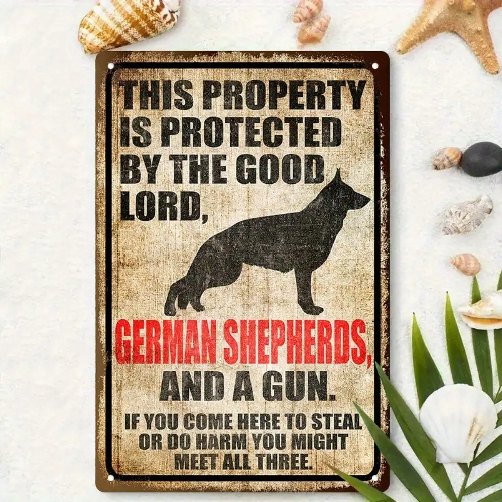 قطعة واحدة من لافتة القصدير الراعي الألماني - اقتباس تحذير قوي للكلاب، ديكور منزلي/خارجي، 8 × 12 بوصة/20 × 30 سم #1