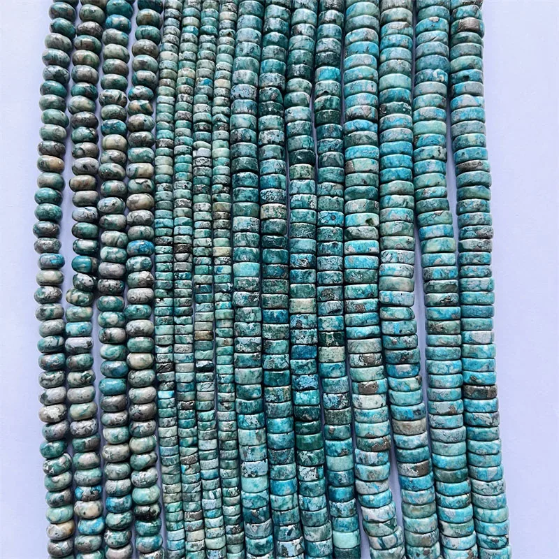 Raw 4/6/8MM Heishi Hubei Green Blue Silver Turquoise Disc Gemstone Natural Stone Beads For Diy Jewelry Making Necklace Bracelet