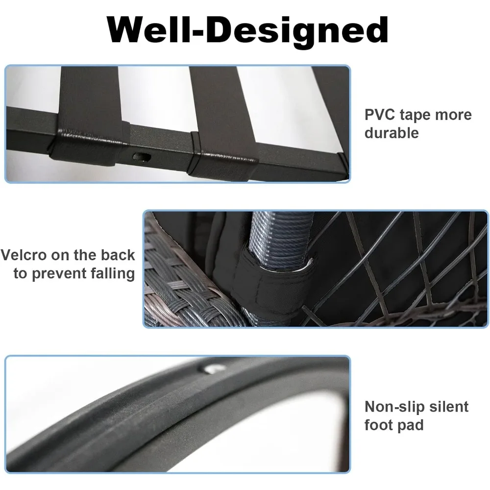 3 Pcs Rocking Bistro Set Conversation Chairs PE Wicker Outdoor Rocking Chairs Garden Furniture Sets Outdoor Furniture