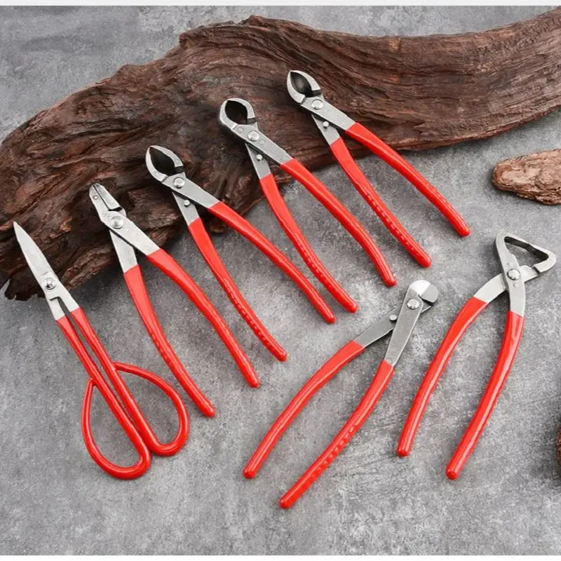 الأحمر البلاستيك الكربون الصلب حديقة بونساي أدوات شجرة فرع المقلم سلك القاطع 21 سنتيمتر شجرة أنبوب عقدة التشذيب ذو طيات