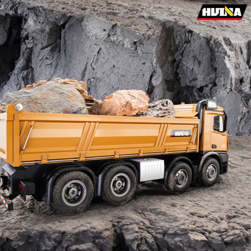 

HUINA Новый 1536 1:14 большой самосвал из сплава с дистанционным управлением, инженерный восьмиколесный сверхмощный самосвал, грузовая модель, подарки для мальчиков