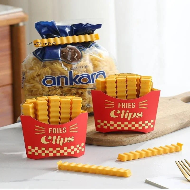 Juego de clips de sellado magnéticos estilo francés para patatas fritas, bolsa para aperitivos, caja de almacenamiento de alimentos, contenedor de condimentos con Clip para cocina, 12 piezas