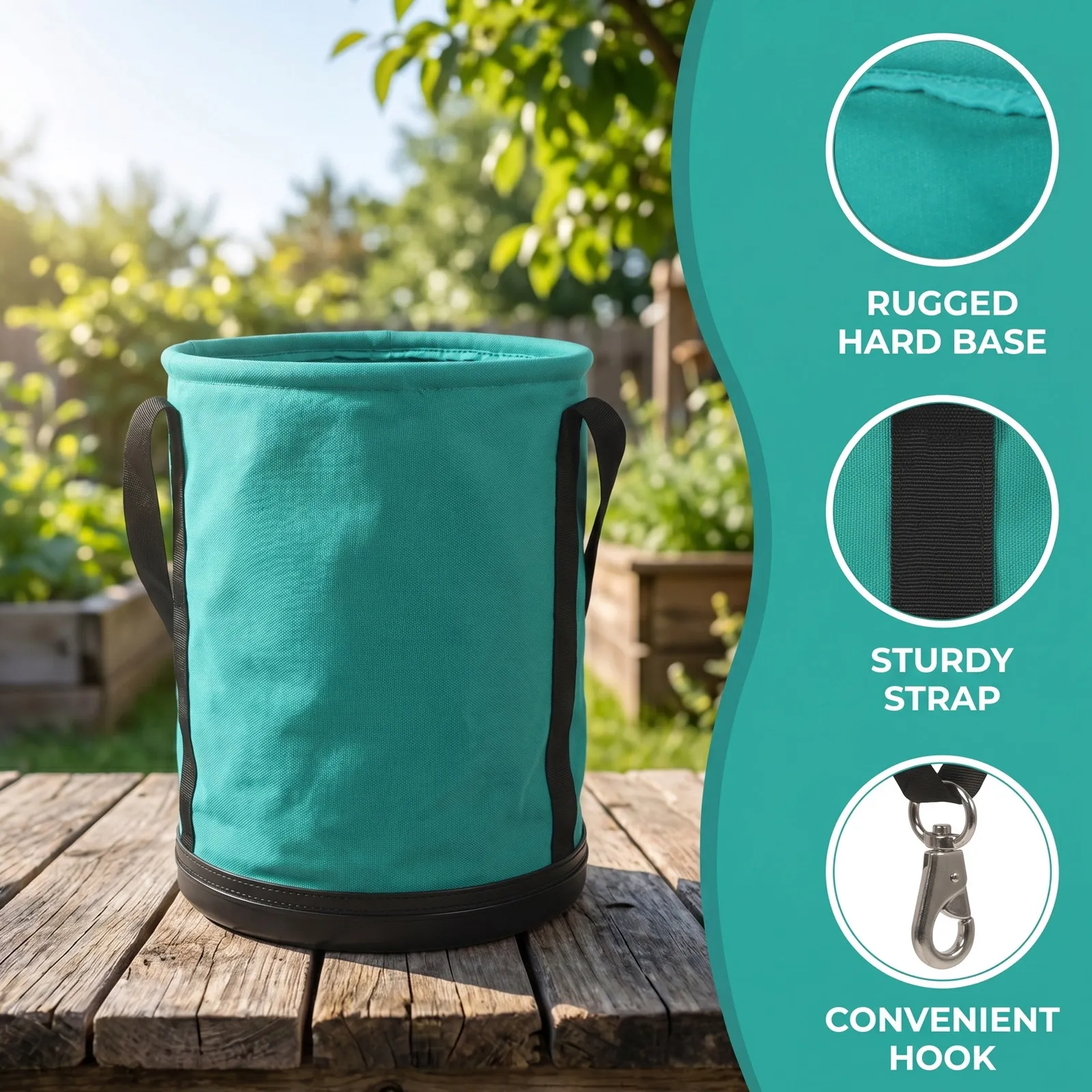 Heavy Duty Tool Bag Canvas Bucket 11.6 X 15 Inch Round Hard Bottom Swivel Hook Electrician Tool Organizer Toolbox Bag