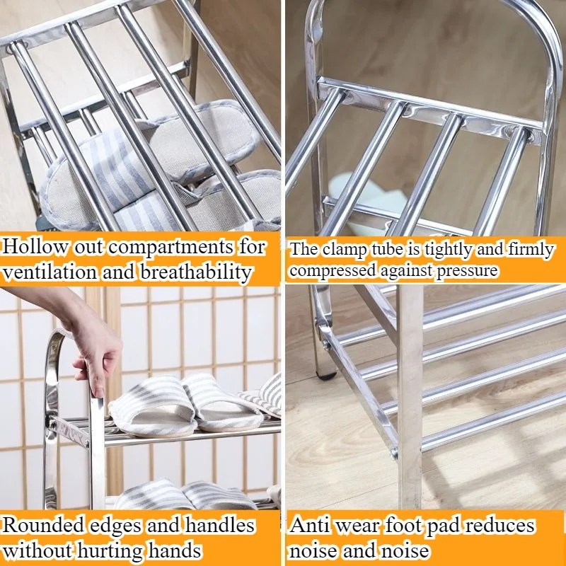 Stainless steel shoe rack is easy to install on the ground. Multi-layer household dormitory, shoe rack at the door of the family