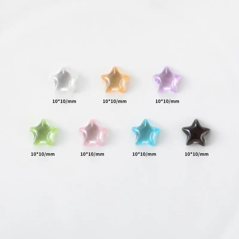 50Pcs Ice Transparent Nail Art Resin Charms Mini Star Multi-Colors Nail Flatback Rhinestones 10x10mm DIY Stones Crafts