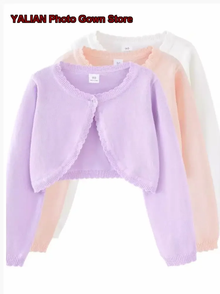 Girls Knit Cardigan Infant Newborn Pure Cotton Short Thin Knit Dress Shawl Jacket Spring Summer