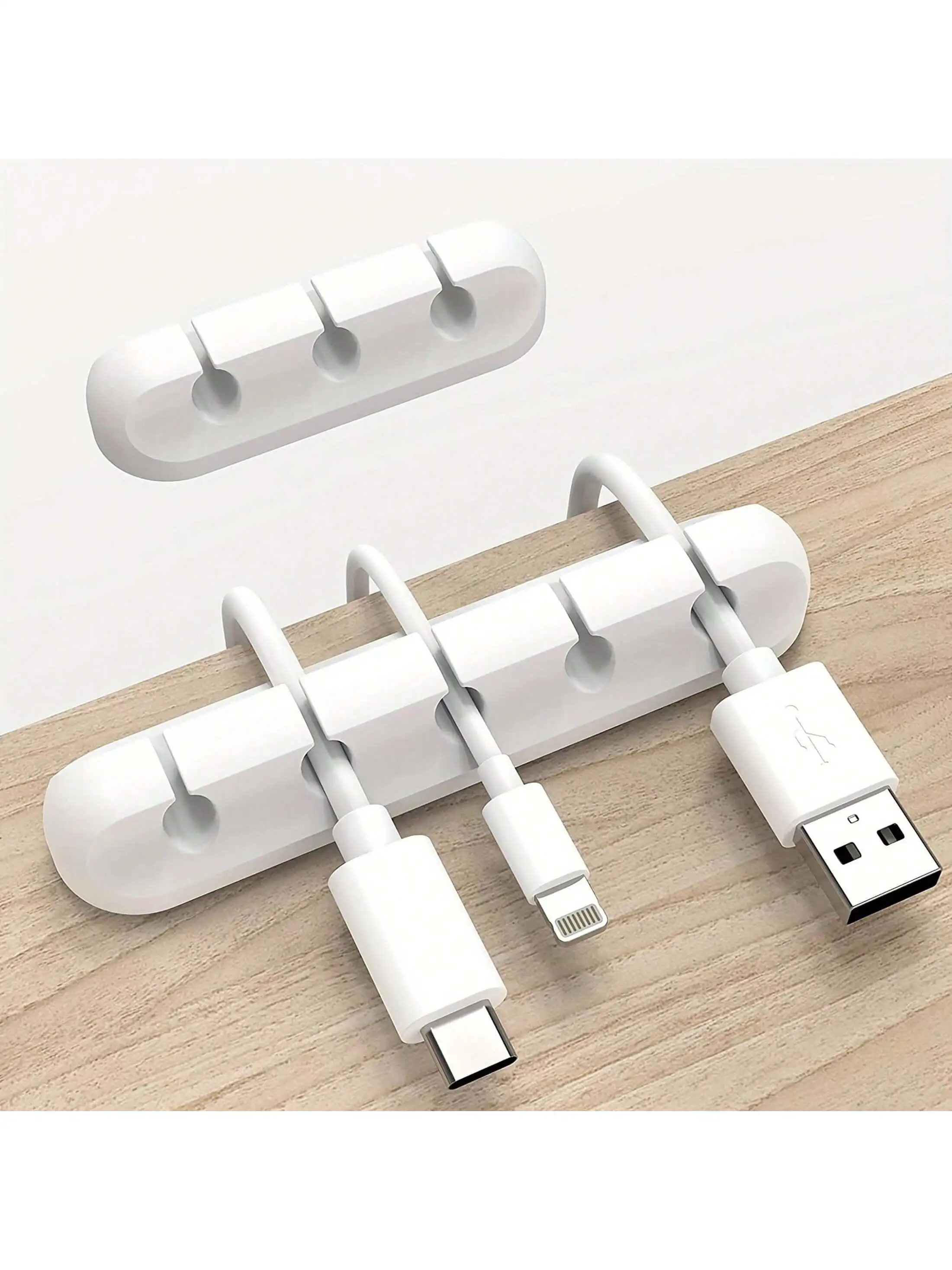 1pc Multi-Slot White Cable Organizer - Strong And Versatile Cable Management Clamp, Suitable For Office Desk, Car, And