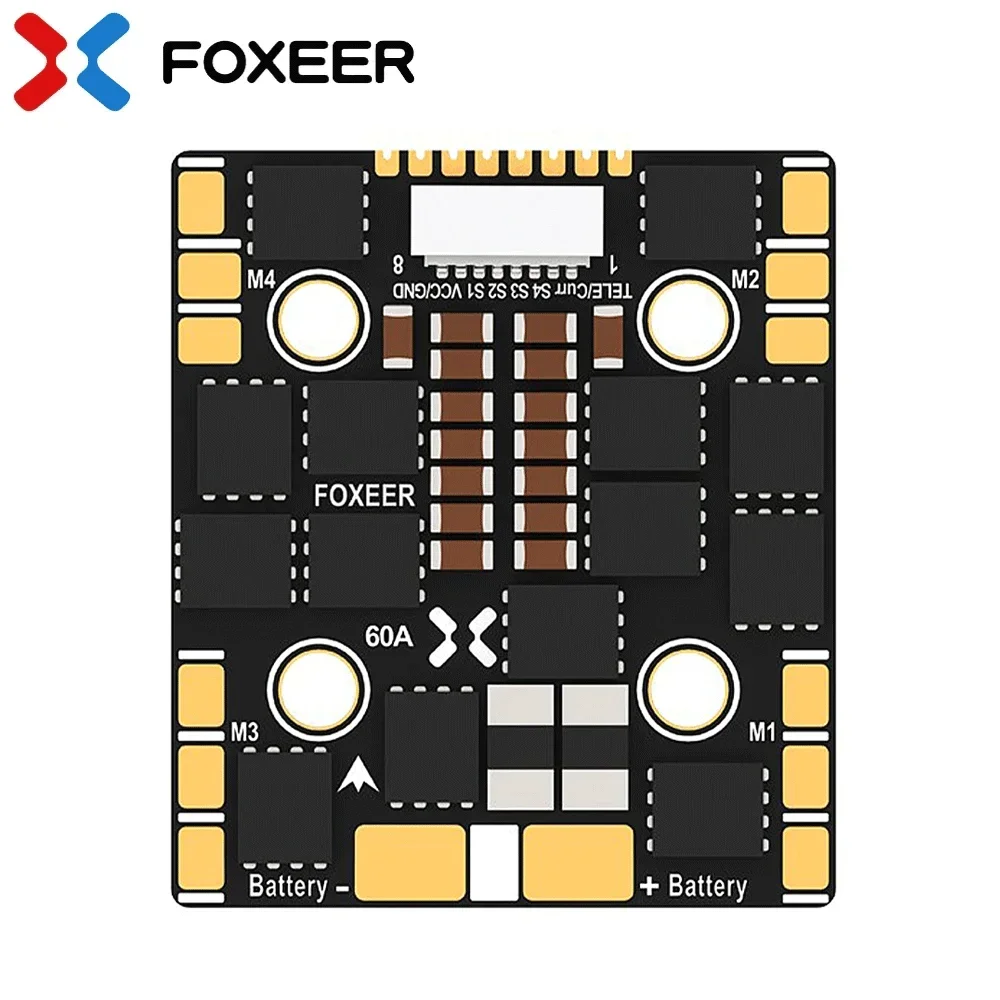 VoltSFOXEER Reaper F4 Slim Mini 60A ESC 128K BLHeli32 3-8S Lipo Input DShot 150/ 300/ 600/ 1200 /MultiShot/ OneShot For RC FPV D