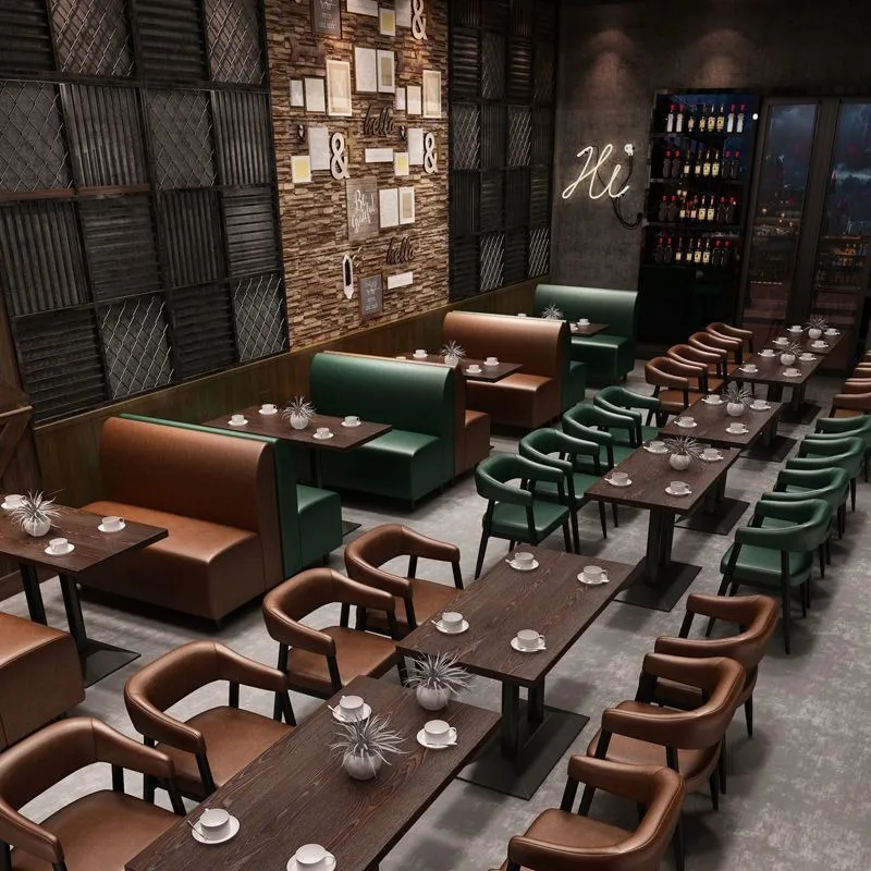 Modern PU Booth Sofa Table Set, Custom Commercial Seating Furniture for Cafe, Bistro, Western Restaurant, Milk Tea Shop