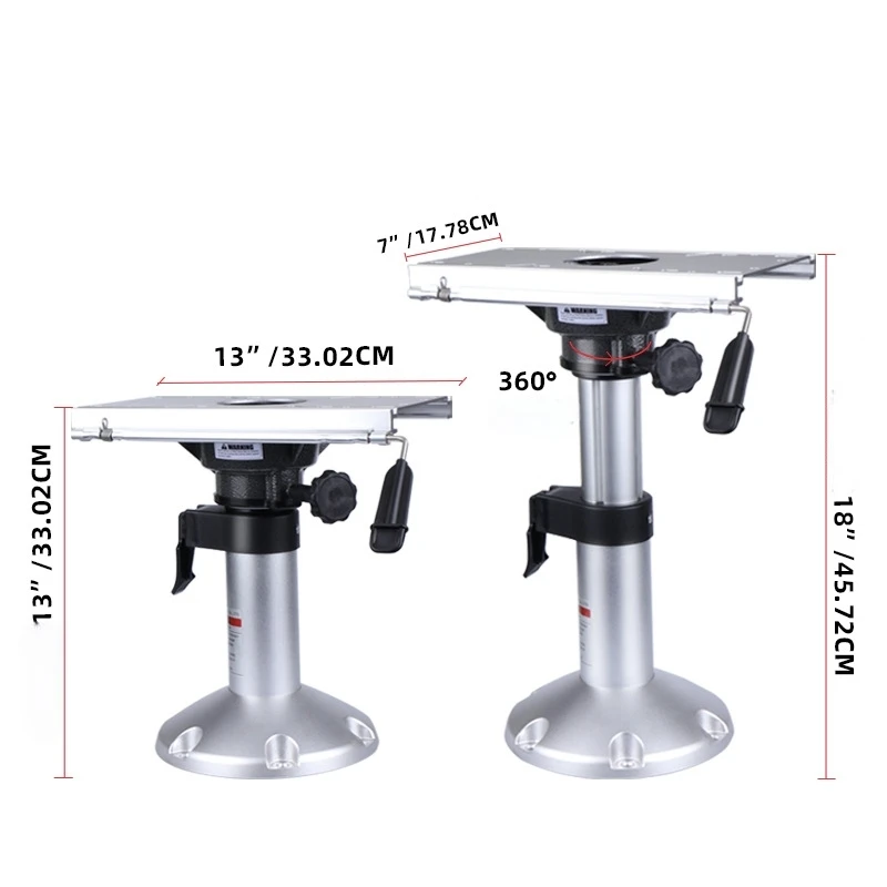 Marine Boat Accessories Manually Adjustable Aluminum Seat Base Pedestal Boat Parts with Rotary Knob and Slide Rail