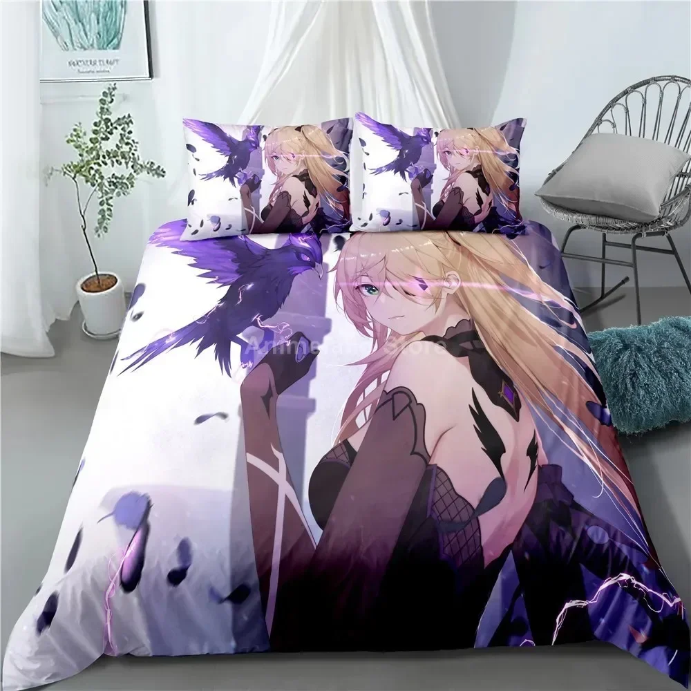Genshin Impact Bedding Set Game 3d Print Bed Linen Quilt Soft Duvet Cover Sets Home Textile Queen King Size Girl Kids Room Decor