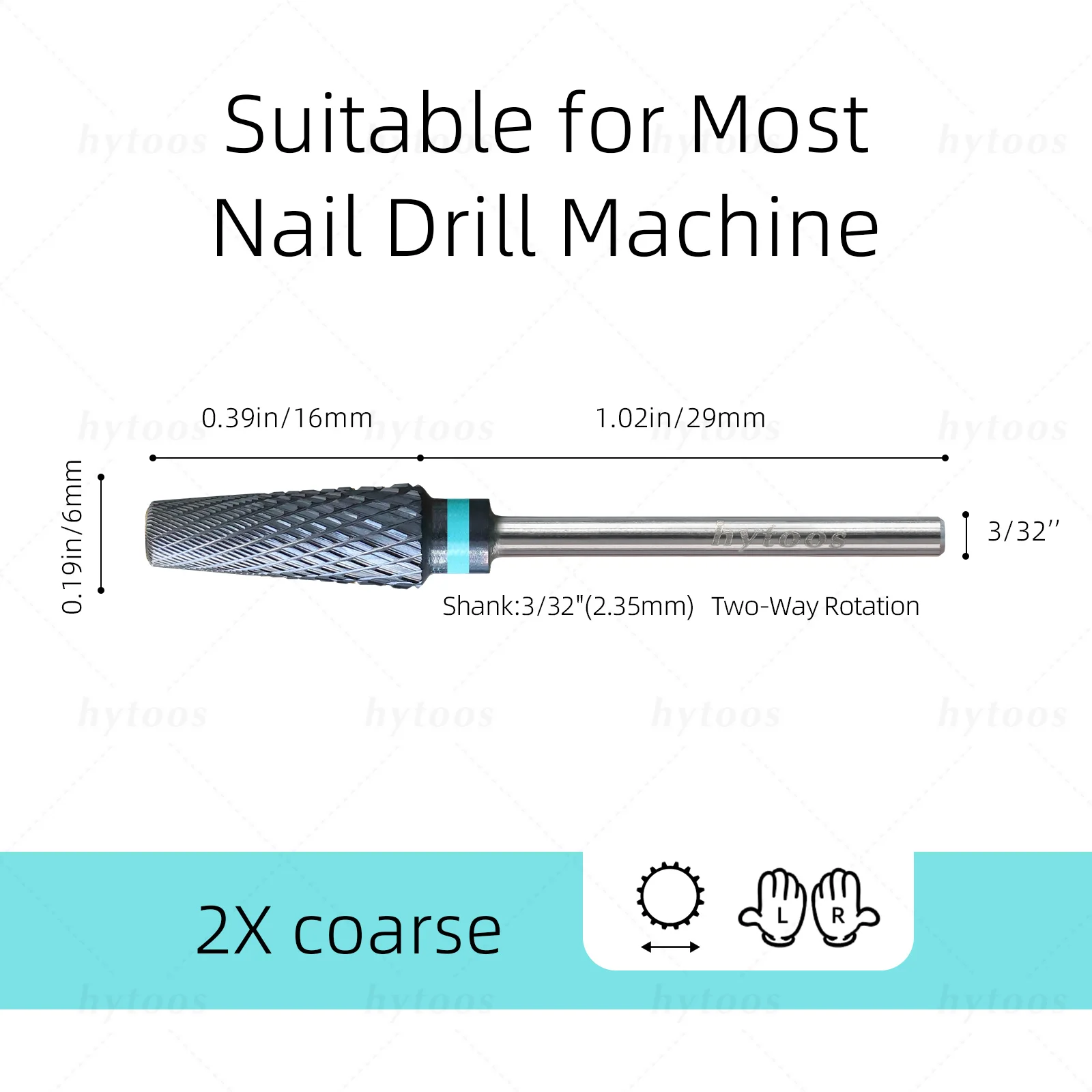 หัวเจียรเล็บ HYTOOS Safety 5 in 1 Pro แบบ DLC/ไทเทเนียมคาร์ไบด์ หัวเจียรทรงเรียวสำหรับขัดเจล อุปกรณ์เสริมสำหรับเครื่องเจียรเล็บ