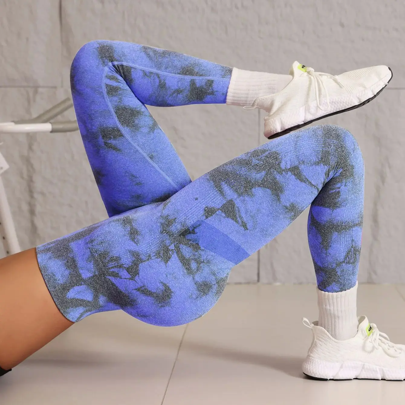 New Women Tiedye Gym Leggings Vintage Yoga Pants Scrunch Sports Fitness Tights High Waist Workout Training Athletic Leggins