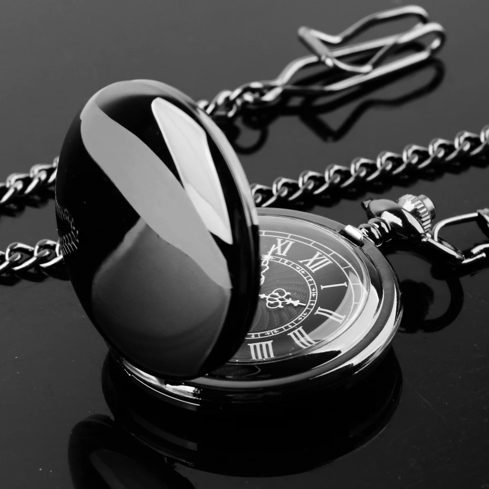 Fashion 37CM Fob Chain Smooth Steel Quartz Pocket Watch Vintage Roman Nmber Dial Pendant Fob Watch Gifts Clock