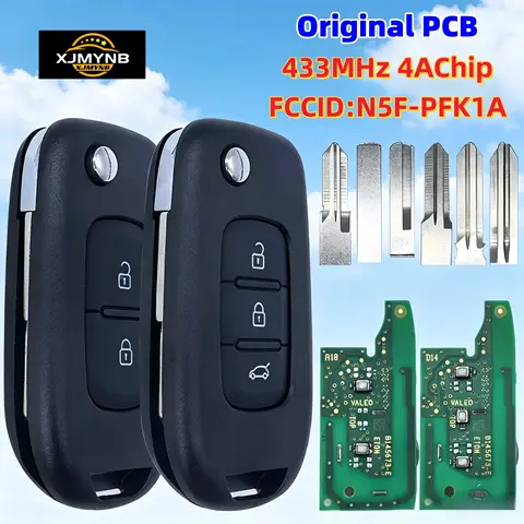 XJMYNB Original PCB 2/3 Buttons 433Mhz 4A Chip Remote Control Car Key For Renault Logan Duster Sandero Oroch FCCID:N5F-PFK1A