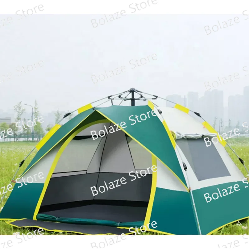 5-7 Person Automatic Camping Tent Dual Layer Summer Mongolian Hexagonal Yurt Tourist Tent for Outdoor Travel