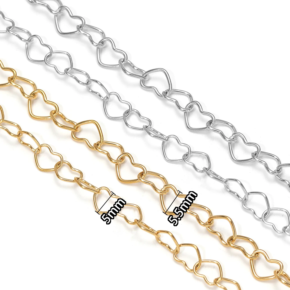 1 Meter Edelstahl-Herzgliederkette Rolo-Ketten für DIY-Schmuckherstellung, Ohrringe, Halsketten, Armbänder, Zubehör in Großmengen – Detail 3