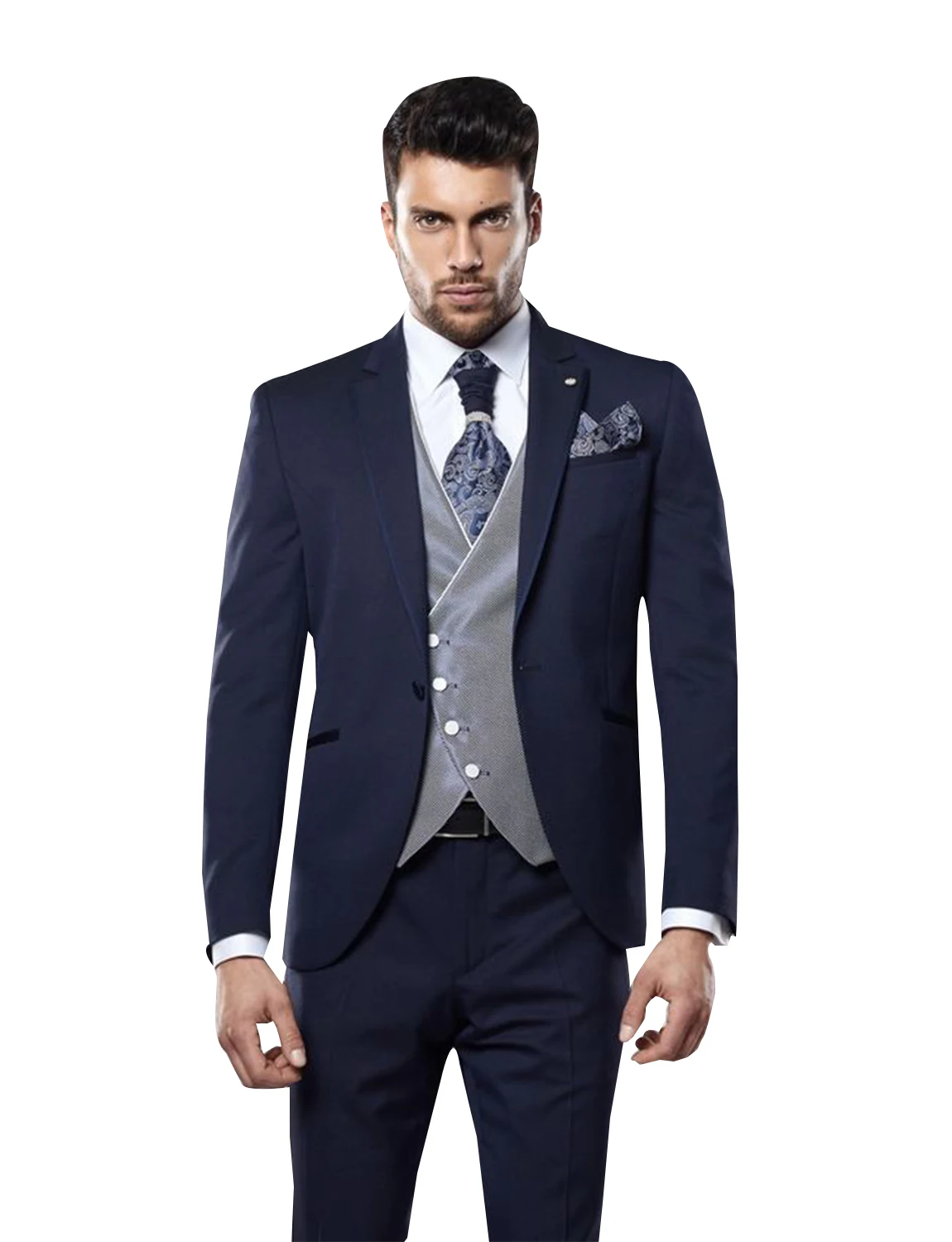 

Men's Slim Fit 3 Pieces Suit One Button Jacket Vest & Trousers