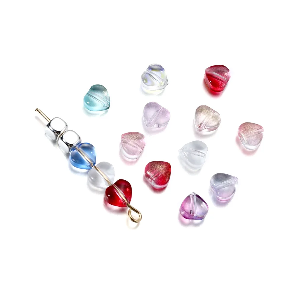 20/50pcs 8-10mm AB Color Heart Star Beads Czech Glass Loose Spacer Beads for Jewelry Making Hairpin Handmade Diy Accessories