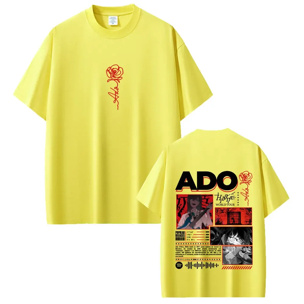 أدو هيبانا جولة حول العالم تي شيرت الرجال النساء موضة موسيقى البوب تي شيرت للجنسين Y2k النمط الياباني الشارع الشهير الذكور عادية التي شيرت #5