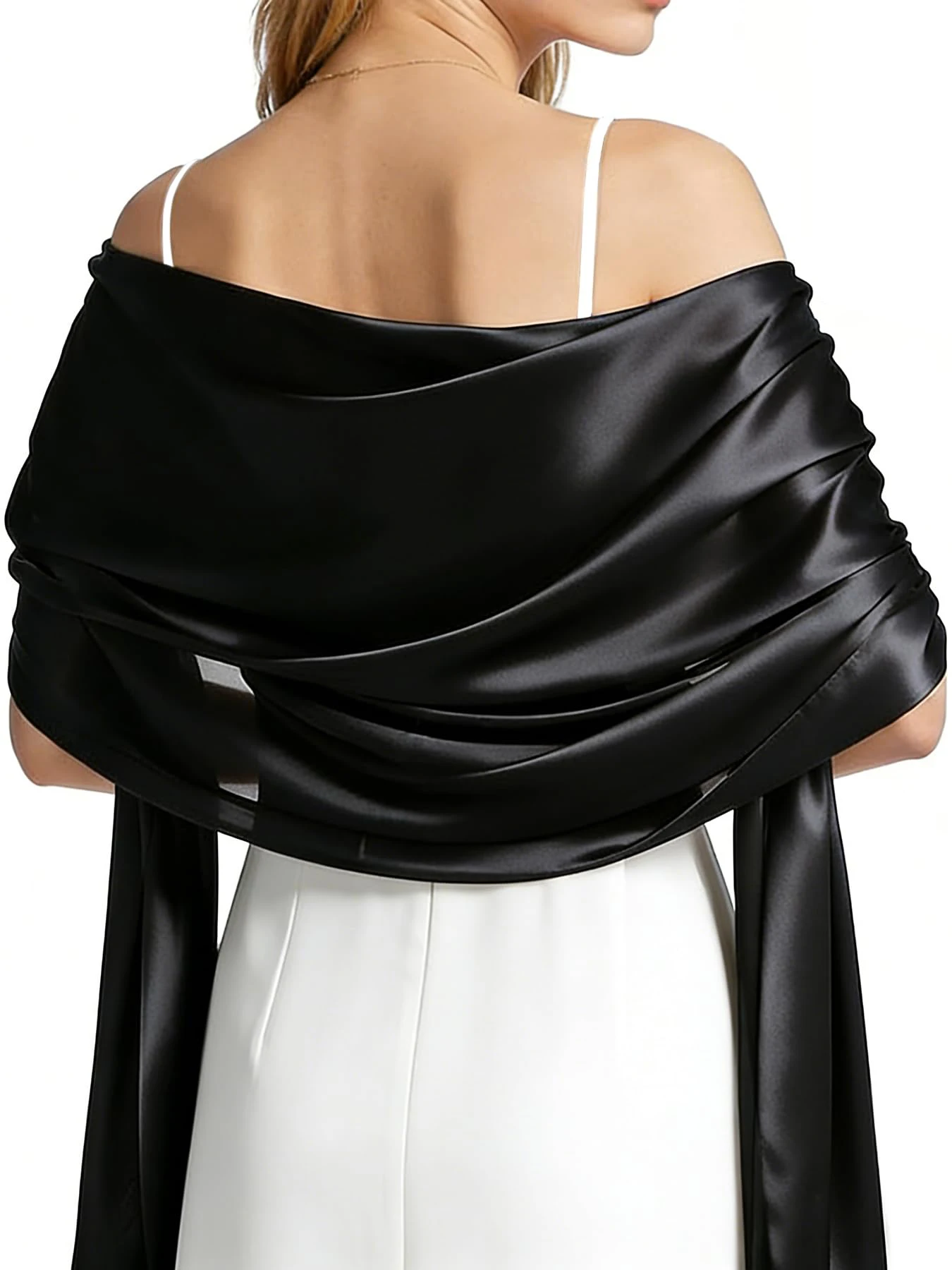 Chal de satén para mujer para vestidos de noche - Bufanda larga y sedosa para cubrir vestidos de novia, formal
