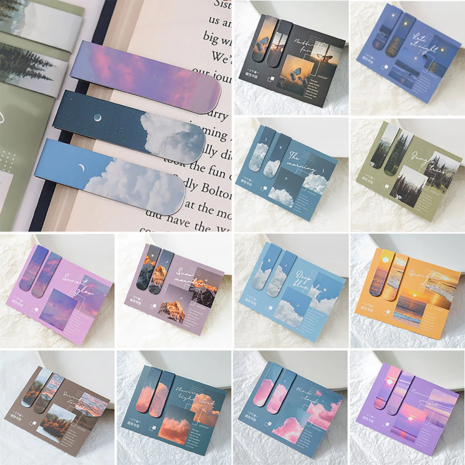 المرجعية المغناطيسية لقراءة الكتب ، سلسلة سحابة ، المرجعية المصممة بشكل جميل ، المناظر الطبيعية السماء الرومانسية