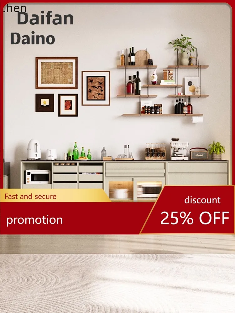 ZMLsolid wood dining side against the wall integrated living room storage side cabinet storage low coffee cabinet
