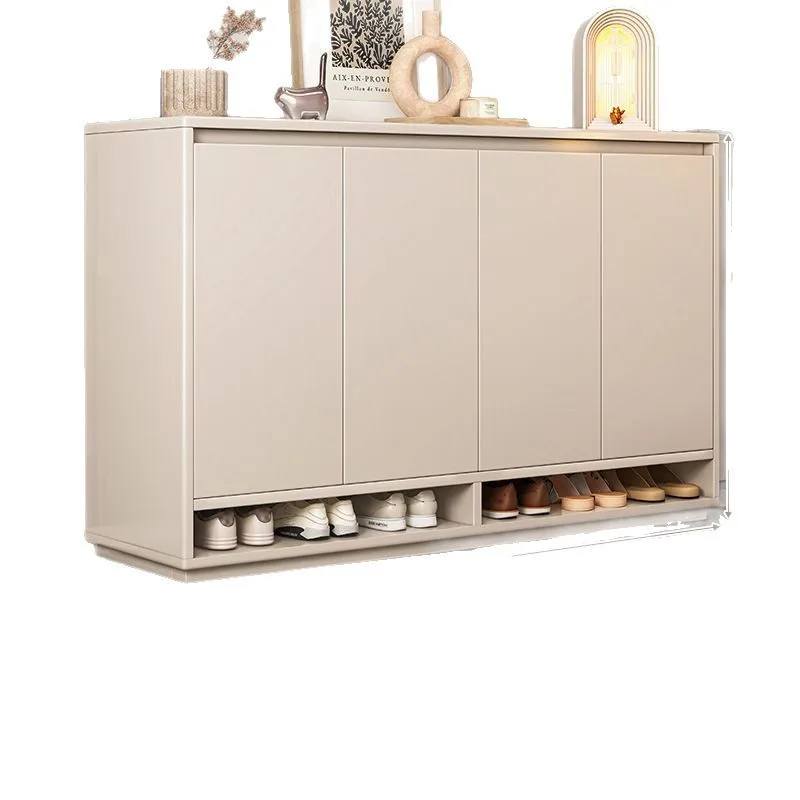 

Solid wood heightened shoe cabinet, new entrance cabinet, indoor locker integrated multi-layer