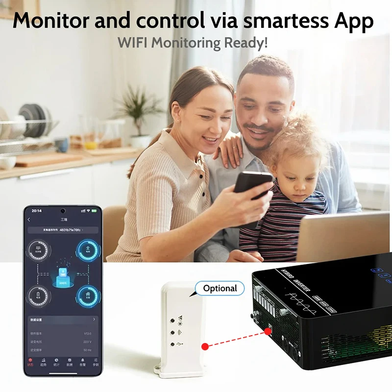 ECGSOLAX 4KW 24V Solar Hybrid Inverter 120V 110V Off Grid Solar Inverter With MPPT 140A Solar Charger LCD Display Max PV 350VDC