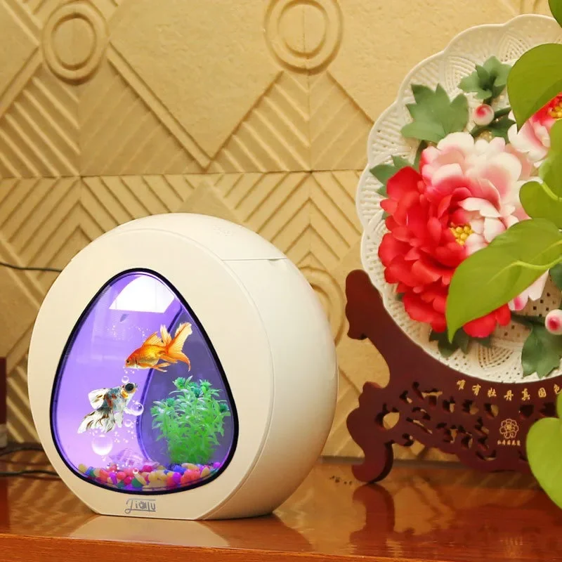 Fish Tank Aquarium Living Room Mini Desktop Creative Ornamental Goldfish Tank Office Ecological Fish Tanks JA-01 JA-02