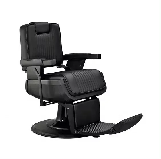

Barber Chair New Design Black Takara Belmont Luxury Modern Leather Chrome Base Reclining Foldable for Barber Shop