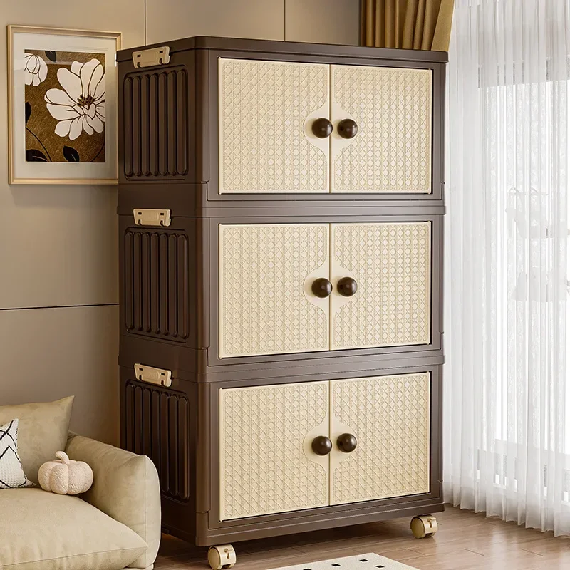 

Storage Cabinet Household Folding Storage Box Antique Living Room Snack Cabinet Large Capacity Bedroom Multi-layer Locker