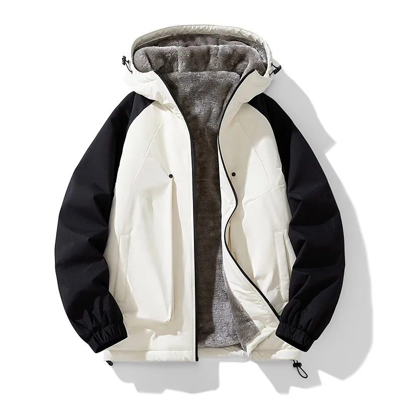New Young Korean Edition Fashion Versatile Thick Coat Men'S Autumn Winter Hooded Outdoor Waterproof And Warm Cotton Jacket