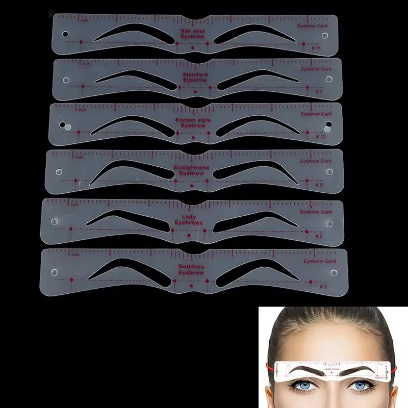 12pcs Reusable Eyebrow Stencil Set Eye Brow DIY Drawing Styling Grooming Template Card