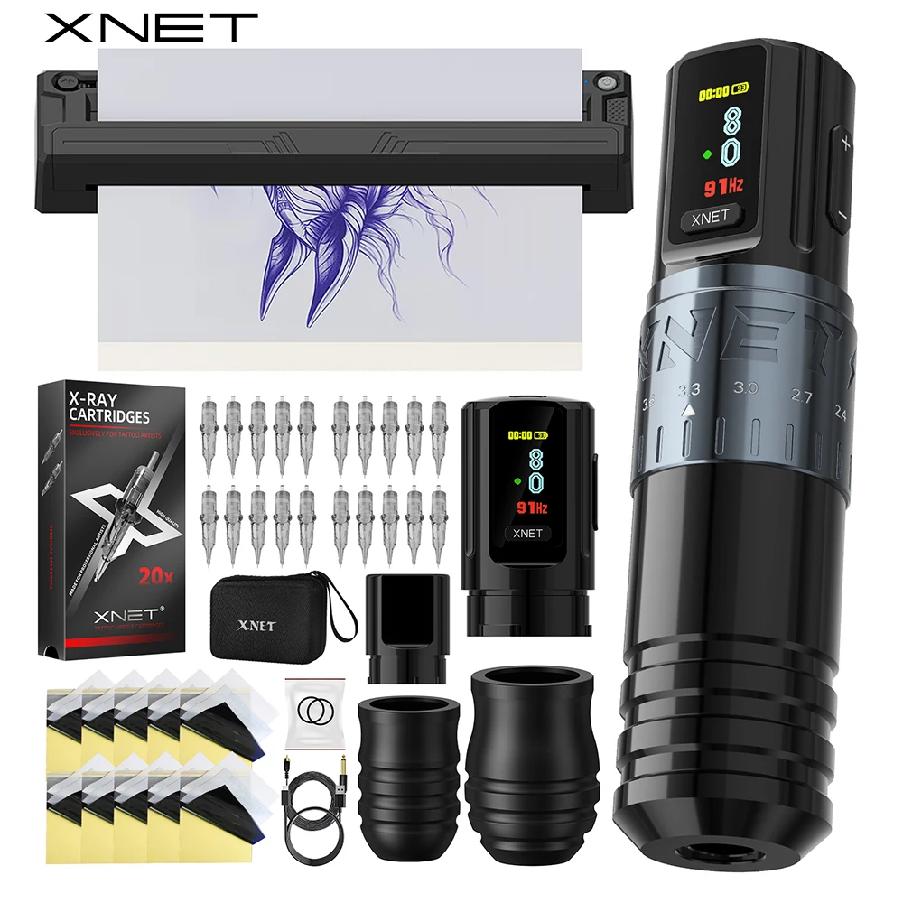 

Профессиональный беспроводной набор для татуировки XNET Vipera, принтер для переноса татуировок, 7 режимов работы, батарея 2400 мАч, набор тату-ручек для татуировок