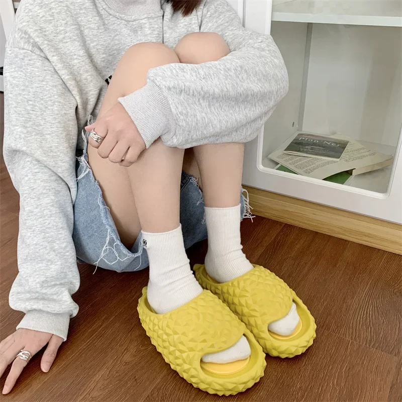 Funny Durian Slippers Thick Bottom EVA Couple Sandal for Men Women Platform Anti-Slip Sandals Soft Casual Bathroom Flip Flops