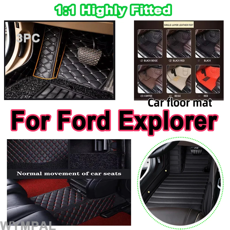 

Luxury Car Floor Mat For Ford Explorer Classic U502 7seat 2016~2019 Non-slip Pad Pads Rugs Leather Floor Car Waterproof Mat