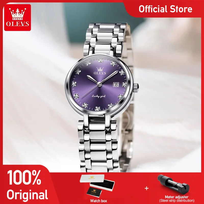 

OLEVS 5575 Women Watch Luxury Original Diamond Quartz Watch Waterproof Date Ladies Watch Box Gifts Bracelet Set Genuine Product