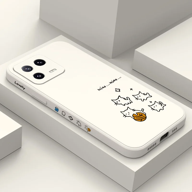 Custodia per telefono gatto linea carina per Xiaomi Mi 14 13 13T 12 12X 12T 12S 11 11T 10 10T 9 9T Pro Lite Cover in Silicone liquido