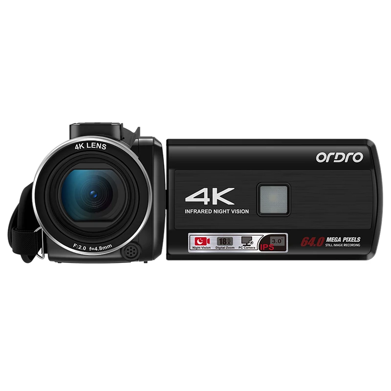 Kamera wideo ORDRO Z36 4K z 18-krotnym zoomem cyfrowym, noktowizorem na podczerwień i 64-megapikselową kamerą w stylu vintage do vlogów. — zdjęcie produktu 6
