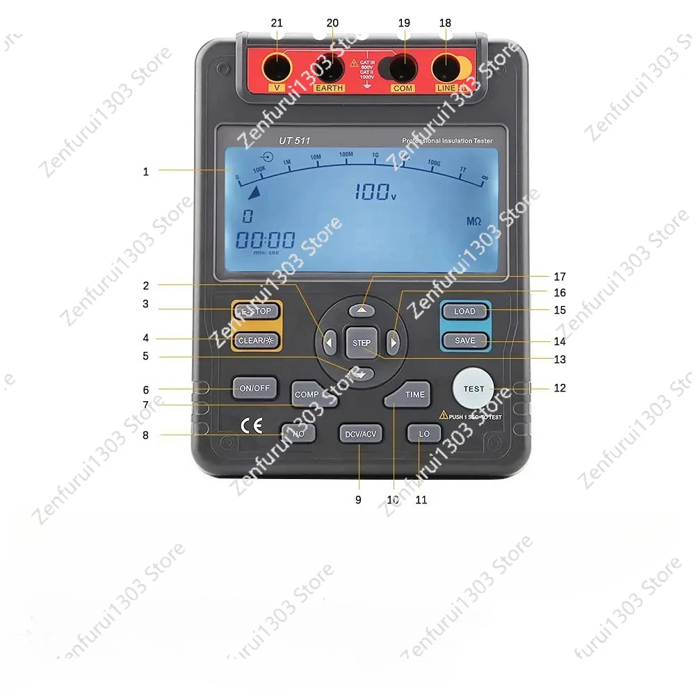 Auto-ranging 18 Groups Recordable Data Quick Diagnosis for Generators   UT511 Digital Insulation Resistance Tester