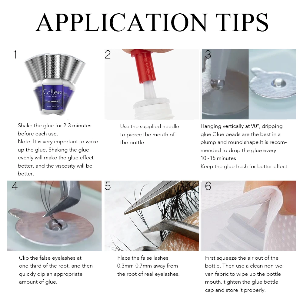 Gollee مواد لاصقة شفافة لتمديد الرموش الغراء الملون سوبر بوندر لا تحفيز تطعيم لاش مسرع بوندر ماكياج #4