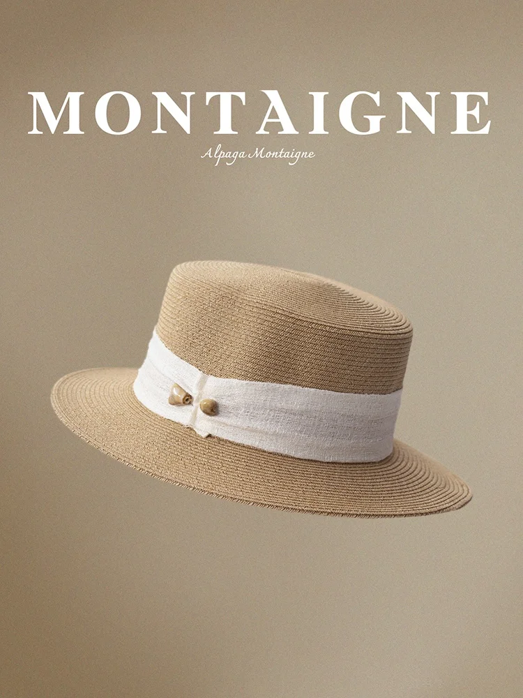 alpaga-montaigne-women's-straw-hat-flat-top-sunshade-sunscreen-summer-cap-breathable-woven-high-upf50-adjustable-size