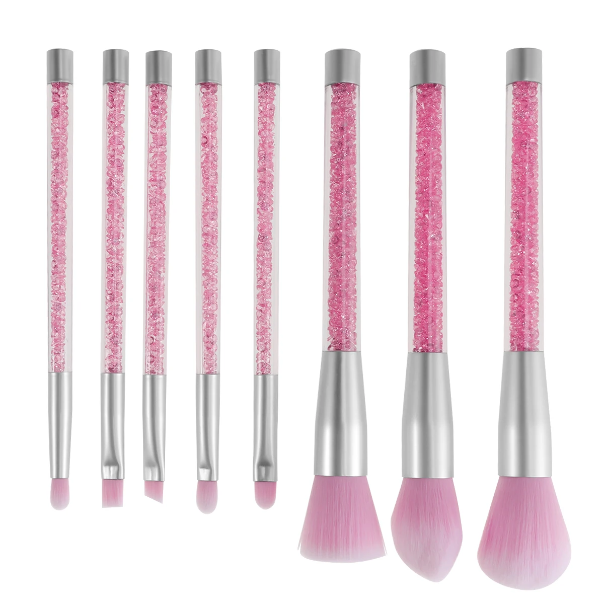 

8 Pcs Makeup Brushes Set Eye for Women Crystal Shadow Pink Kit Beauty Rhinestone