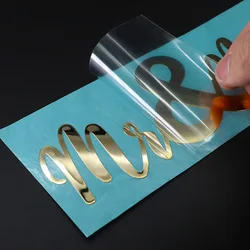 3D Ouro e Prata Transferência Adesivos, Impressão Do Logotipo Pessoal, Metal Em Relevo Adesivo na Caixa Do Saco De Embalagem, Cara De Vidro De Madeira