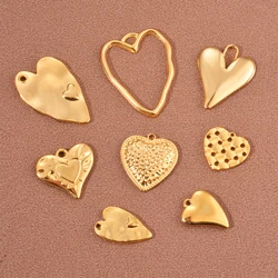 5pcs Stainless Steel Heart Pendant Charms Earrings Making Supplies Connectors for Diy Jewelry Findings Craft