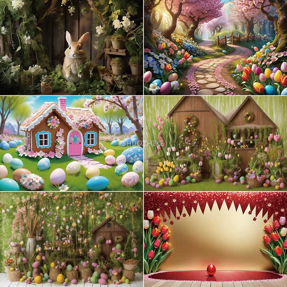 

Easter Garden Background Photography Forest Eggs Tulip Photozone Backdrop Baby Photo Studio Photocall Supplies