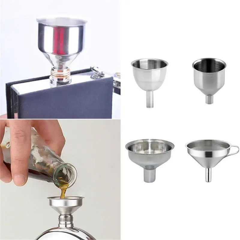 Universal Oil Funnel Mini Kitchen Liquid Dump Tool Stainless Steel Funnel Bar Wine Funnel Small Mouth Fill Hip Flask